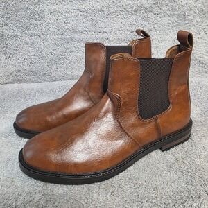 Reserved Footwear NY Mens Brown Faux Leather Chelsea Ankle Boots 12 & 13 NEW
